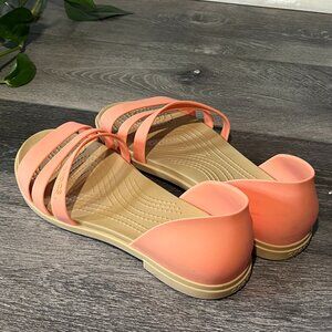 Crocs Tulum Open Flats Peachy Orange Color